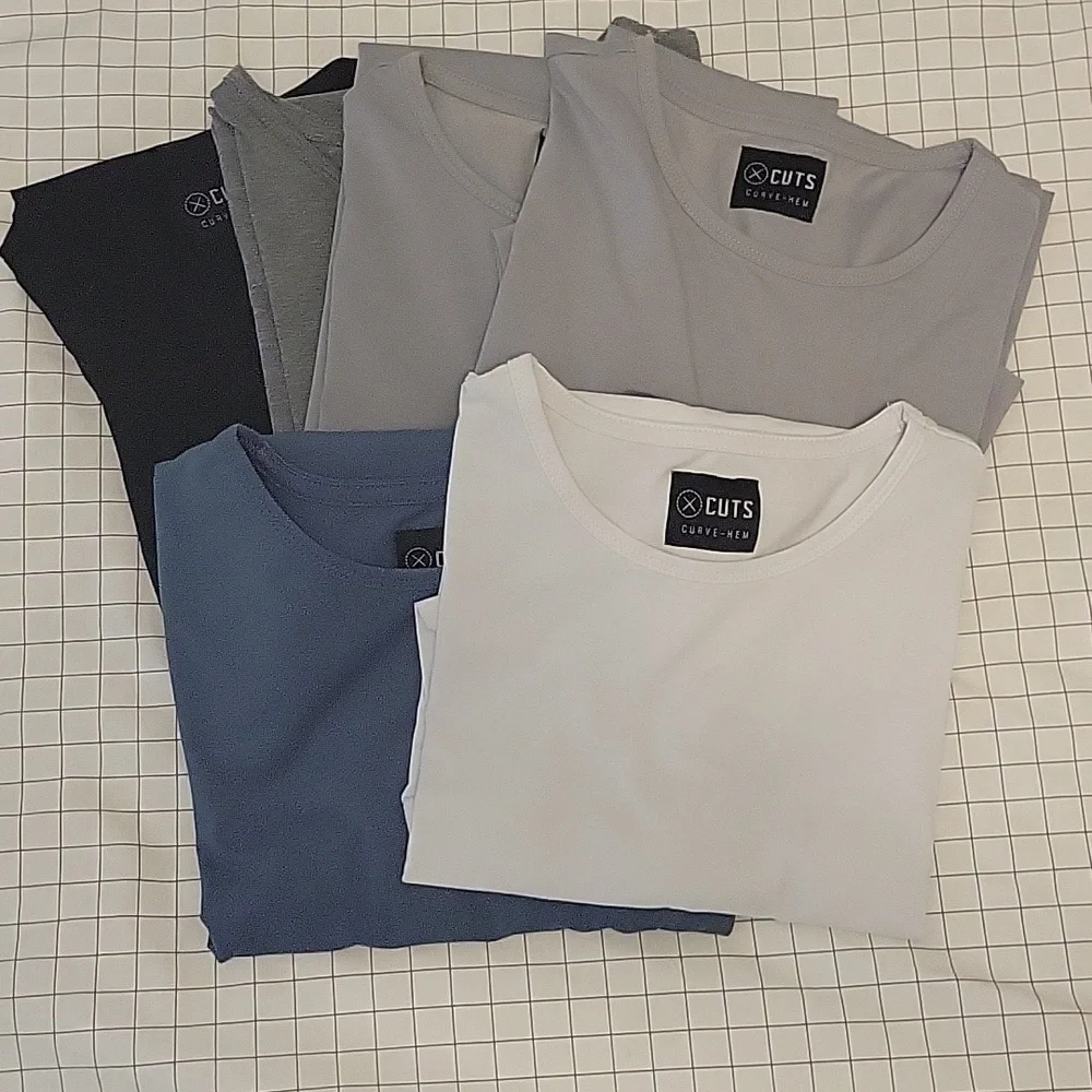 Cuts Curved Hem Tee - Picture 1 of 5